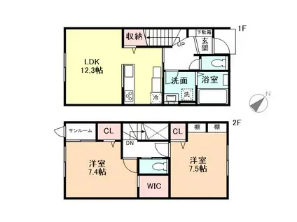 ソシアペンタスII(2LDK/1階)の間取り写真