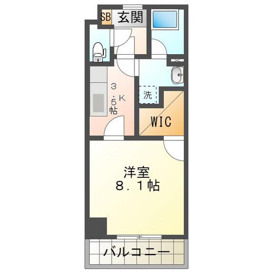 ハイトピア四日市(1K/6階)の間取り写真