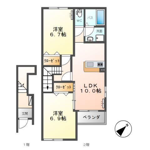 シンフォニーヒルズ(2LDK/2階)の間取り写真