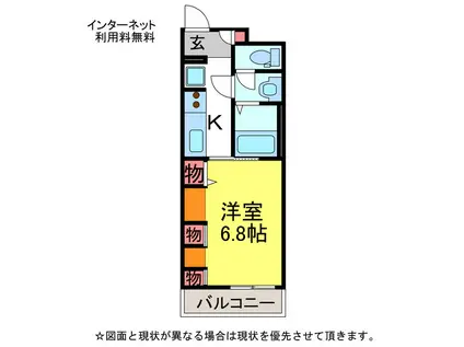 アルファスカイ(1K/1階)の間取り写真