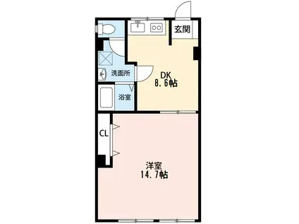 パラシオ美合(1DK/3階)の間取り写真