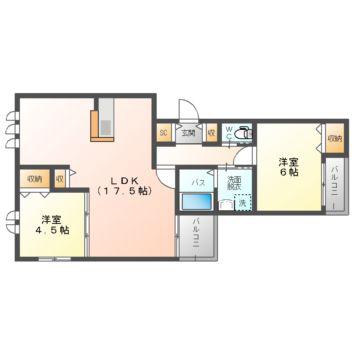 リアンコート(2LDK/1階)の間取り写真