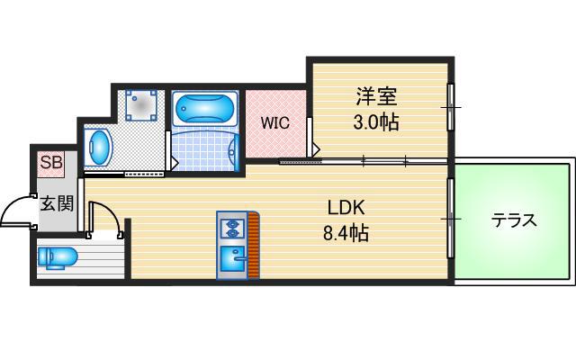 リアコート千里丘I ノース(1LDK/1階)の間取り写真