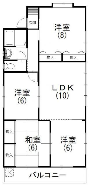 住吉Uハイツ(4LDK/3階)の間取り写真