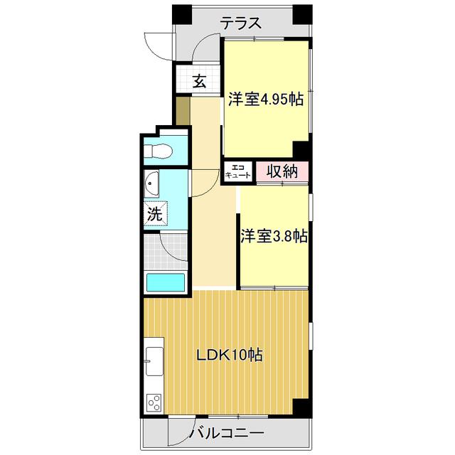 ア・ラコント 北棟(2LDK/3階)の間取り写真