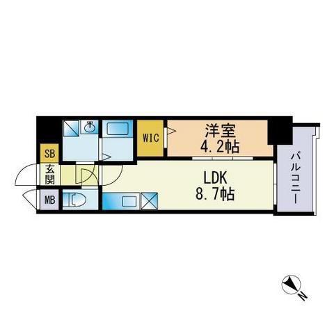 MODERN PALAZZO 天神北2(1LDK/11階)の間取り写真