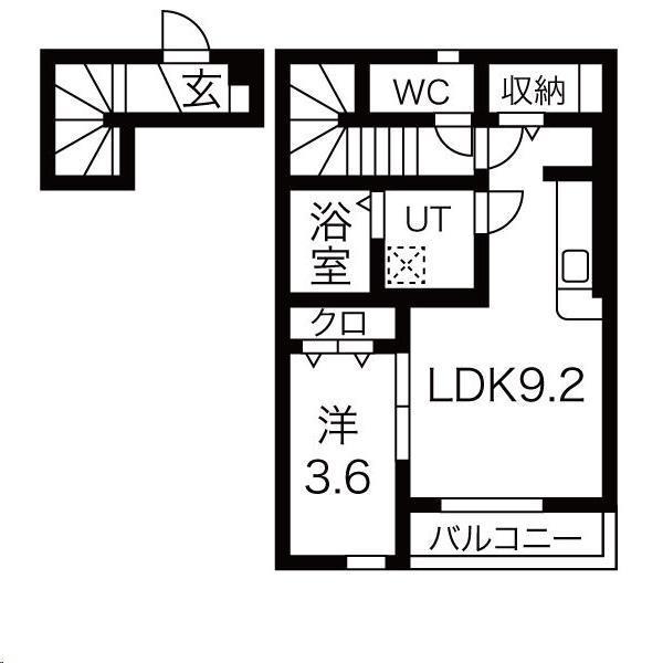 ラビスタアイワヒルズI(1LDK/2階)の間取り写真