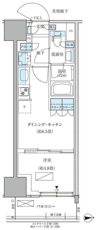 パークアクシス品川天王洲アイル(1DK/2階)の間取り写真