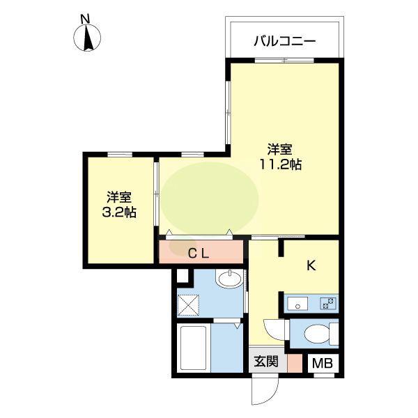タージュ中之島(2K/1階)の間取り写真
