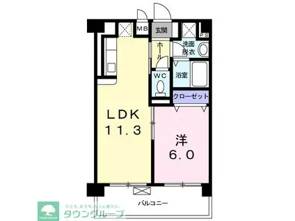 横網 リバーイースト(1LDK/5階)の間取り写真