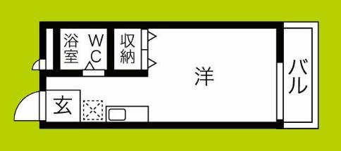 グリシーヌ壱番館(ワンルーム/1階)の間取り写真