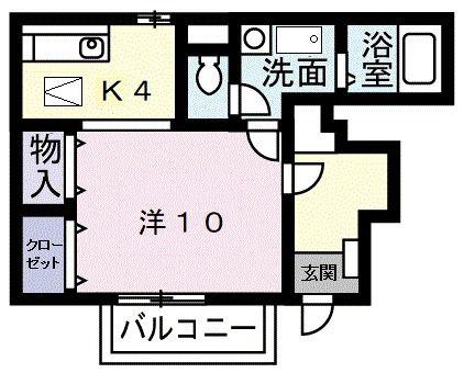 エーデルハイム(1K/1階)の間取り写真