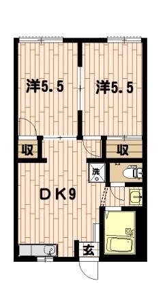 ヴェルドミール3番館(2DK/1階)の間取り写真