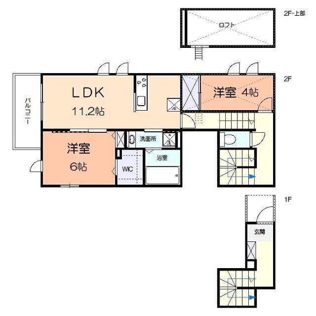 ラ ルーチェ 櫻(2LDK/2階)の間取り写真