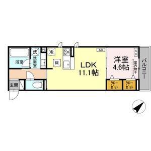 レユスィール(1LDK/1階)の間取り写真