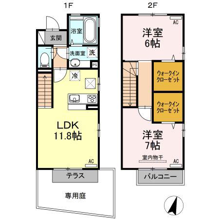 シャンス23(2LDK/1階)の間取り写真