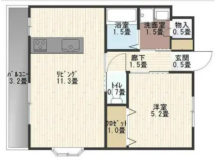 コンピース宮内(1LDK/1階)の間取り写真