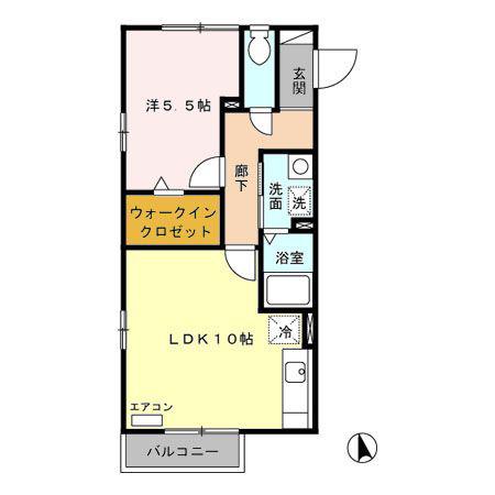 ヴェール藤塚(1LDK/2階)の間取り写真