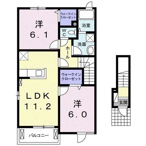 カフキーノ ウエスト(2LDK/2階)の間取り写真