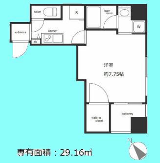 KM中目黒ビル(1K/9階)の間取り写真