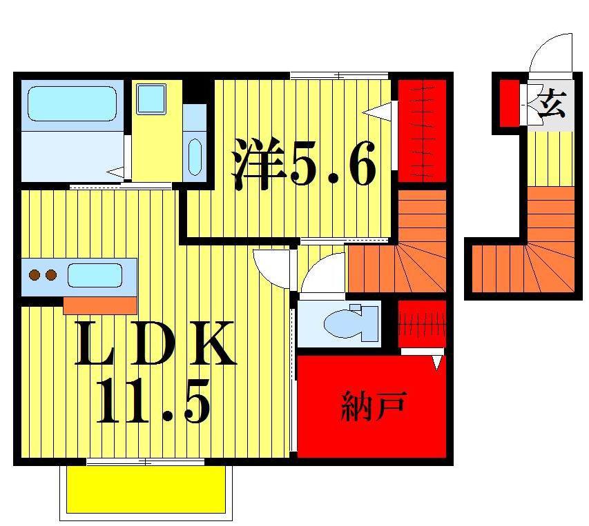 エスポワールIII(1LDK/2階)の間取り写真