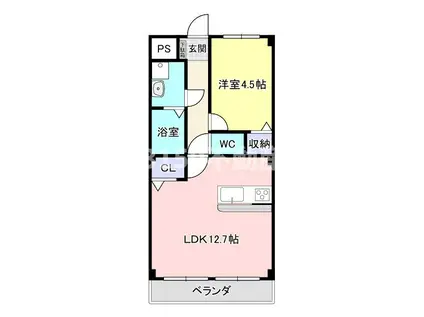 コーポオオノ(1LDK/1階)の間取り写真