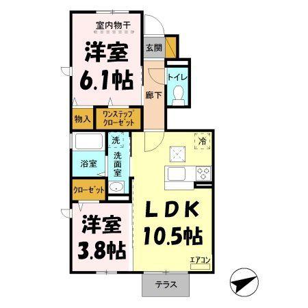 シーティオⅡ(1SLDK/1階)の間取り写真