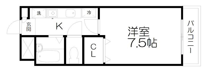 レジデンス芙美(1K/3階)の間取り写真