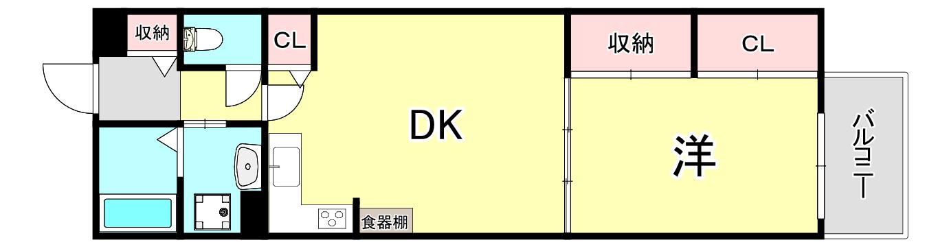 ツイン大開1号館(2DK/7階)の間取り写真