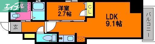 PARK GRANDE 蕃山(1LDK/2階)の間取り写真