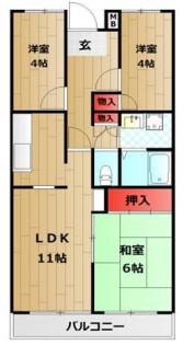 カサベルデ加古川(3LDK/3階)の間取り写真