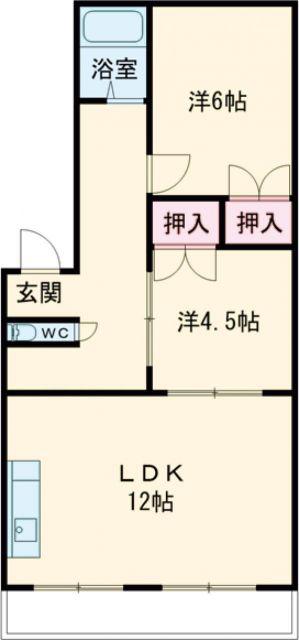 マンションアリス A棟(2LDK/3階)の間取り写真