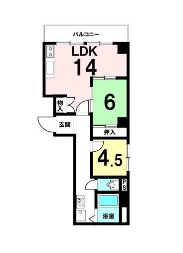 ドミール・ナカオ(2LDK/3階)の間取り写真