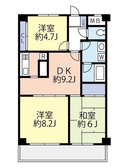 グローリア初穂ときわ台(3DK/6階)の間取り写真