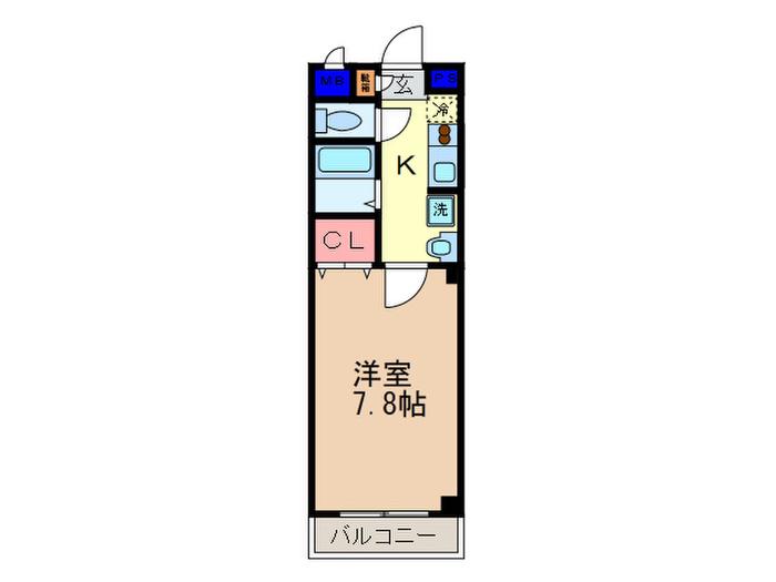 ジェルメ行伊(1K/2階)の間取り写真