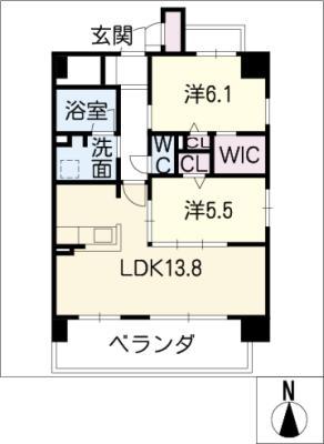 GRAND CIEL(2LDK/3階)の間取り写真