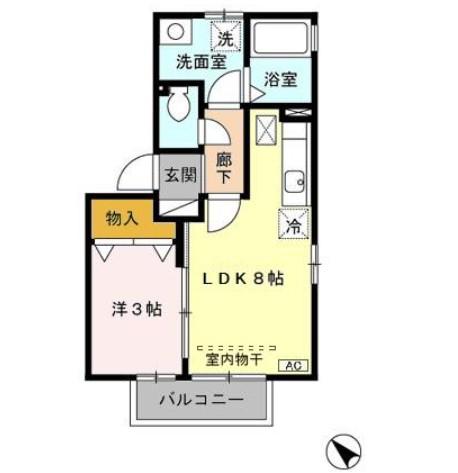 シュテルン上福岡II(1LDK/1階)の間取り写真