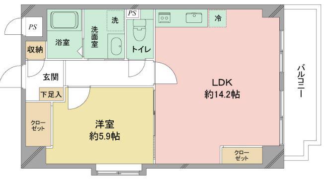 ホリホックイン八幡(1LDK/6階)の間取り写真
