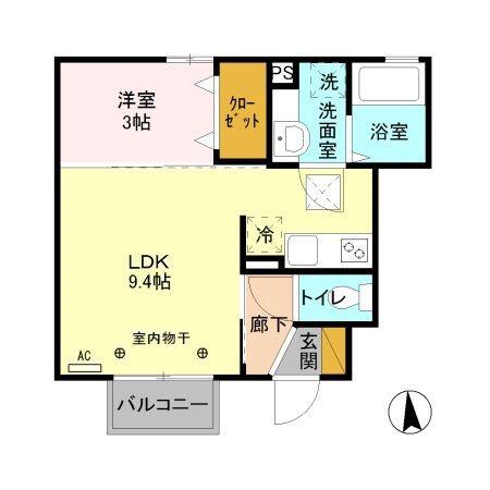 オプティマールA(1LDK/1階)の間取り写真