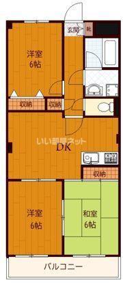 CIELO・GARDEN I(3DK/2階)の間取り写真