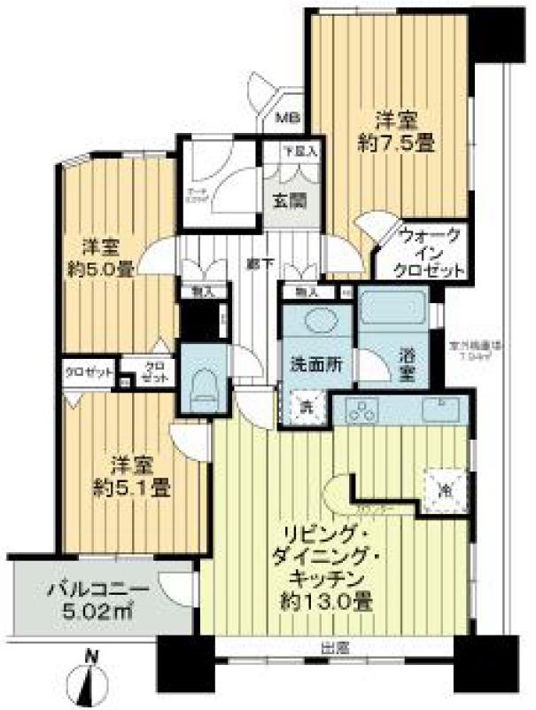 イトーピア大島ステーションコート(3LDK/12階)の間取り写真