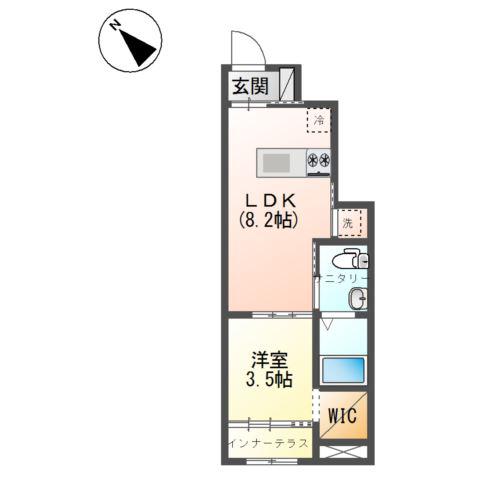 タンデム(1LDK/1階)の間取り写真