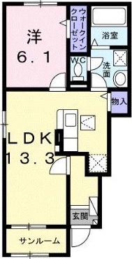 グラン・アーブルVIII(1LDK/1階)の間取り写真