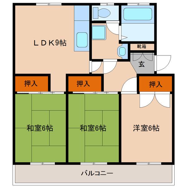 KBハイツ(3LDK/4階)の間取り写真