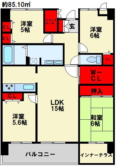 グランドパレスロイヤルコート大手町(4LDK/4階)の間取り写真