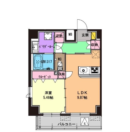 アリエス(1LDK/7階)の間取り写真