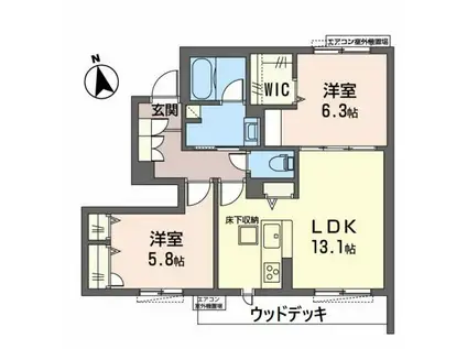 シャーメゾン 陽(2LDK/1階)の間取り写真