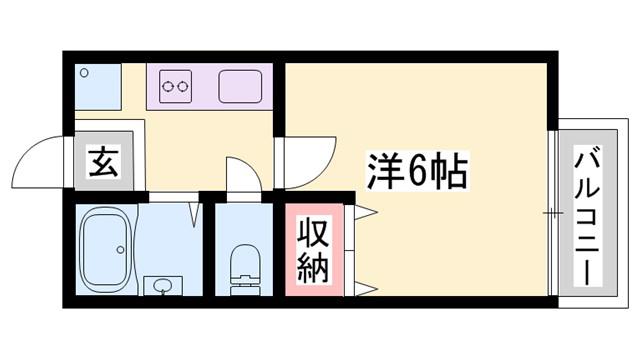 ノーブル青山II(1K/2階)の間取り写真
