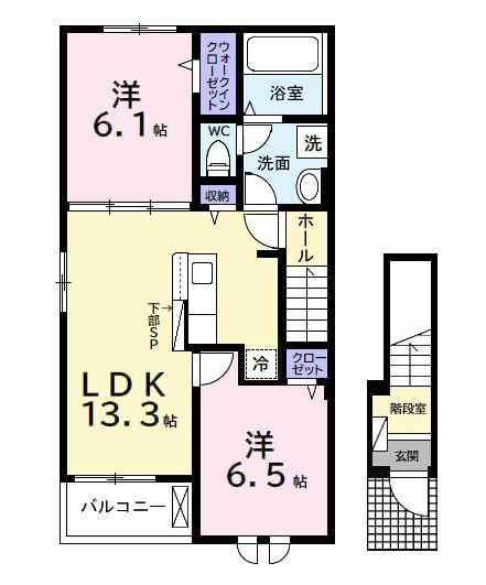 中瀬ロイヤルガーデン(2LDK/2階)の間取り写真