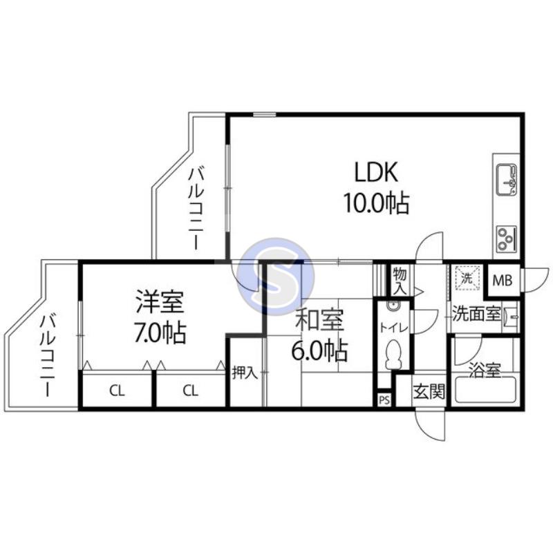 GRAN PINO 伏見桃山(2LDK/1階)の間取り写真